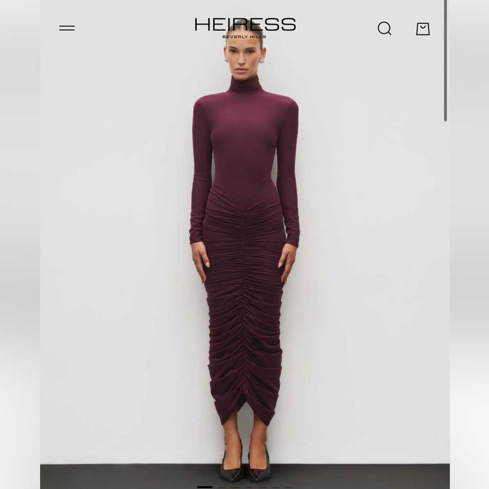 Heiress Beverly Hills Plum Ruched Maxi Dress